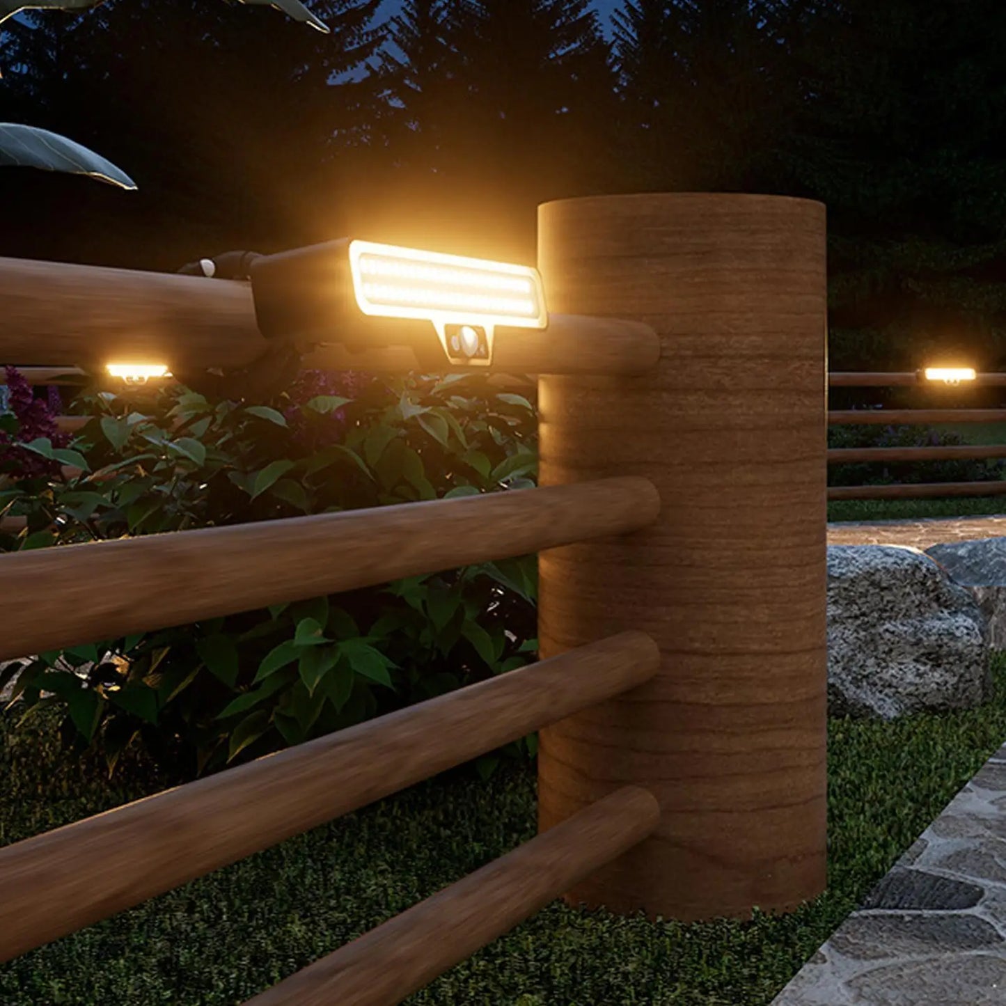 Solar Motion Sensor Wall Light Outdoor Waterproof LED Security Step Lighting For Garden Yard Driveway Patio Fence Porch Peaceful Pleasures Health and Wellness
