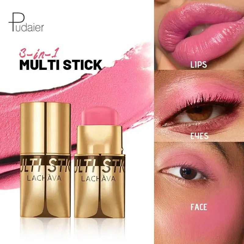 QiBest 3-in-1 Waterproof Blush Stick – Lips, Face & Eyes