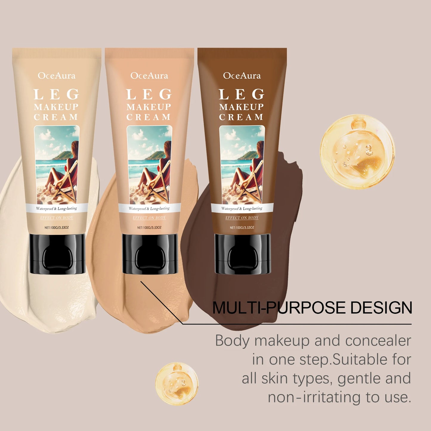 OceAura Body Tanning Cream 3 Shades – Concealer & Bronzer 100g