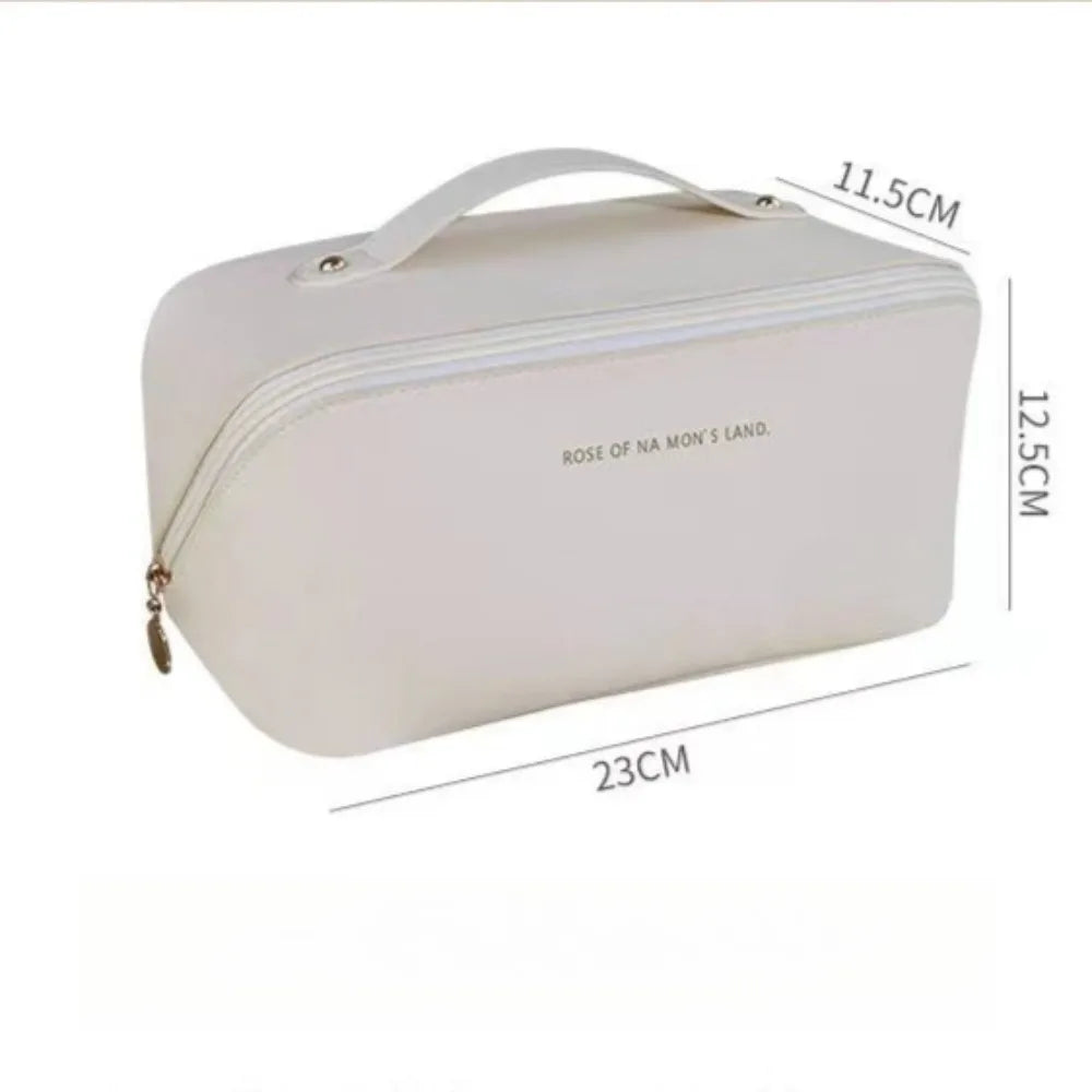 Large Travel Makeup Bag – Foldable PU Cosmetics Organizer