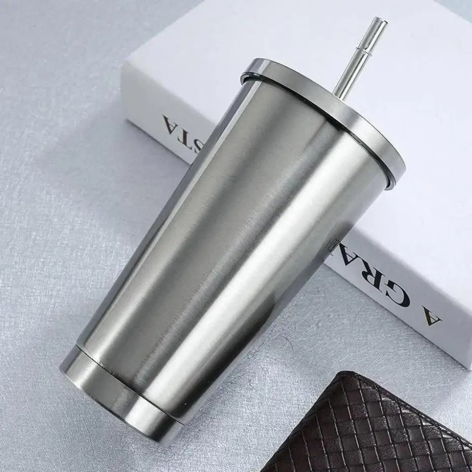 304 Stainless Steel Straw Cup Large Capacity Portable Coffee Mug