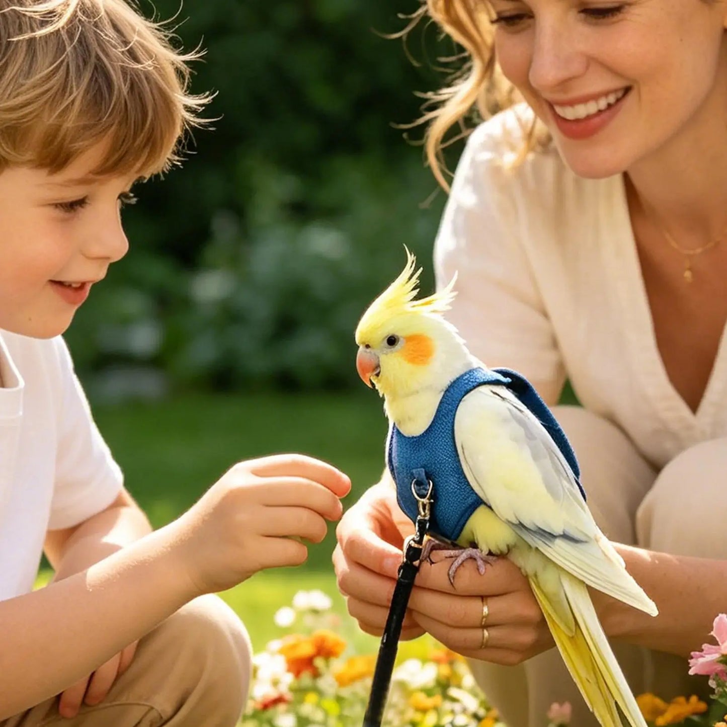 Bird Harness & Leash Kit Parakeet Flying Training Rope Traction Straps for Walking Outdoor, Backyard Park Beach Hiking Peaceful Pleasures Health and Wellness