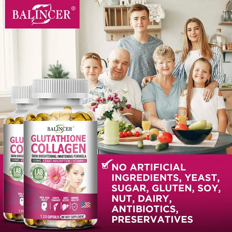 Glutathione Collagen Capsules,Brightening Skin and Anti-aging,Support Hair,Skin and Nail Health,Glutathione Supplement for Women Peaceful Pleasures Health and Wellness