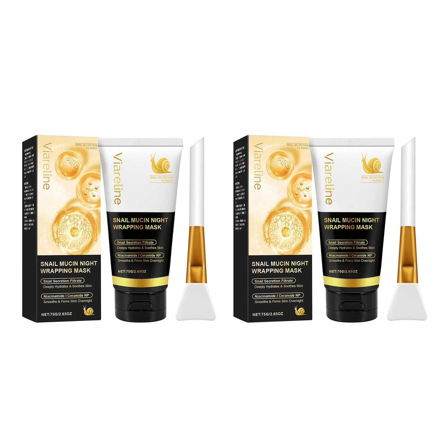 Moisturizing Night Wrapping Mask Hydrating Firming Brightening Fade Fine Lines Rejuvenating Smoothing Snail Essence Facial Mask Peaceful Pleasures Health and Wellness 150g boxed