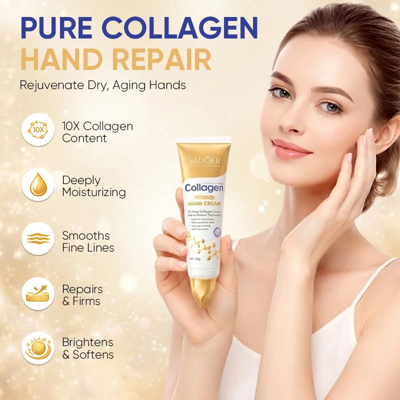 Collagen Hand Cream Hands Skin Friming skincare Moisturizing Brightening Hydrating Hands Creams Non-greasy Hand Skin Care New Peaceful Pleasures Health and Wellness