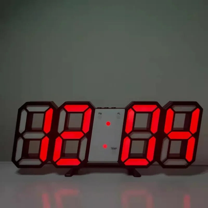 Digital Wall Clock Desk Watches Electronic Alarm Modern Home Decoration for Bedroom Decor Interior Led Table Clocks Living Room Peaceful Pleasures Health and Wellness Red Frame 1pcs