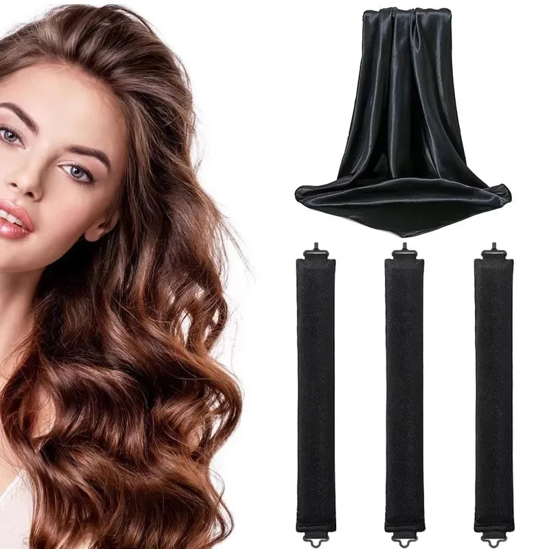 Heatless Hair Curler 27cm Sleep-friendly Heatless Curling Wand 3.5 Diameter Large Wave Curling Wand Peaceful Pleasures Health and Wellness black