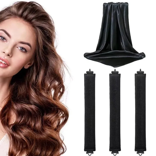 Heatless Hair Curler 27cm Sleep-friendly Heatless Curling Wand 3.5 Diameter Large Wave Curling Wand Peaceful Pleasures Health and Wellness black