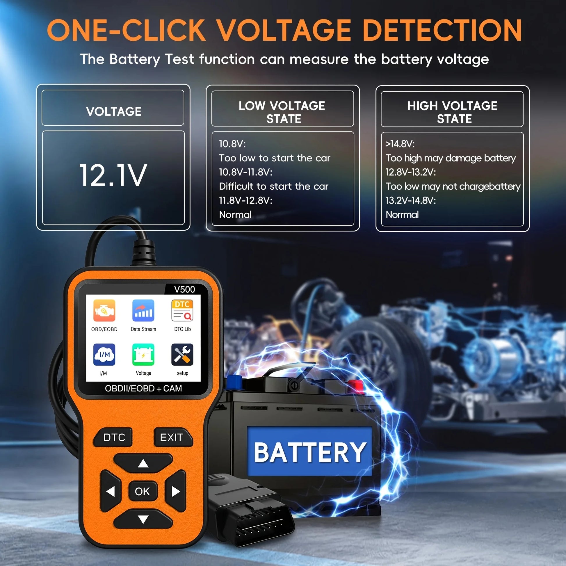 V500 Vehicle Obd2 Scanner Engine Fault Code Reader Battery Voltage Checker Charging Test Automotive Repair Tool Peaceful Pleasures Health and Wellness