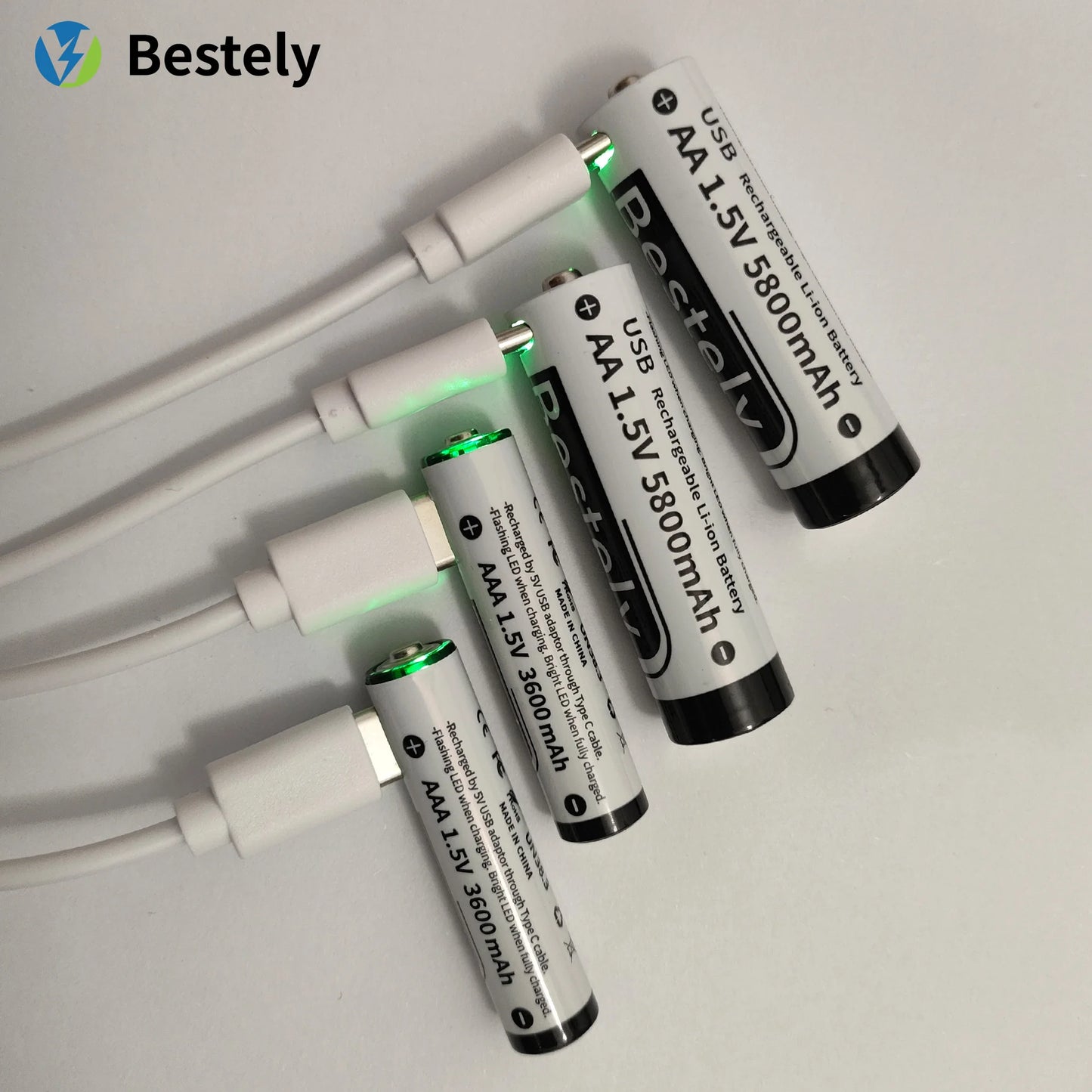 AAA Battery Rechargeable Li-Ion 1.5V 3600mAh 2000 Cycles USB-C Fast Charging Long-Lasting with free USB- C Cable Peaceful Pleasures Health and Wellness