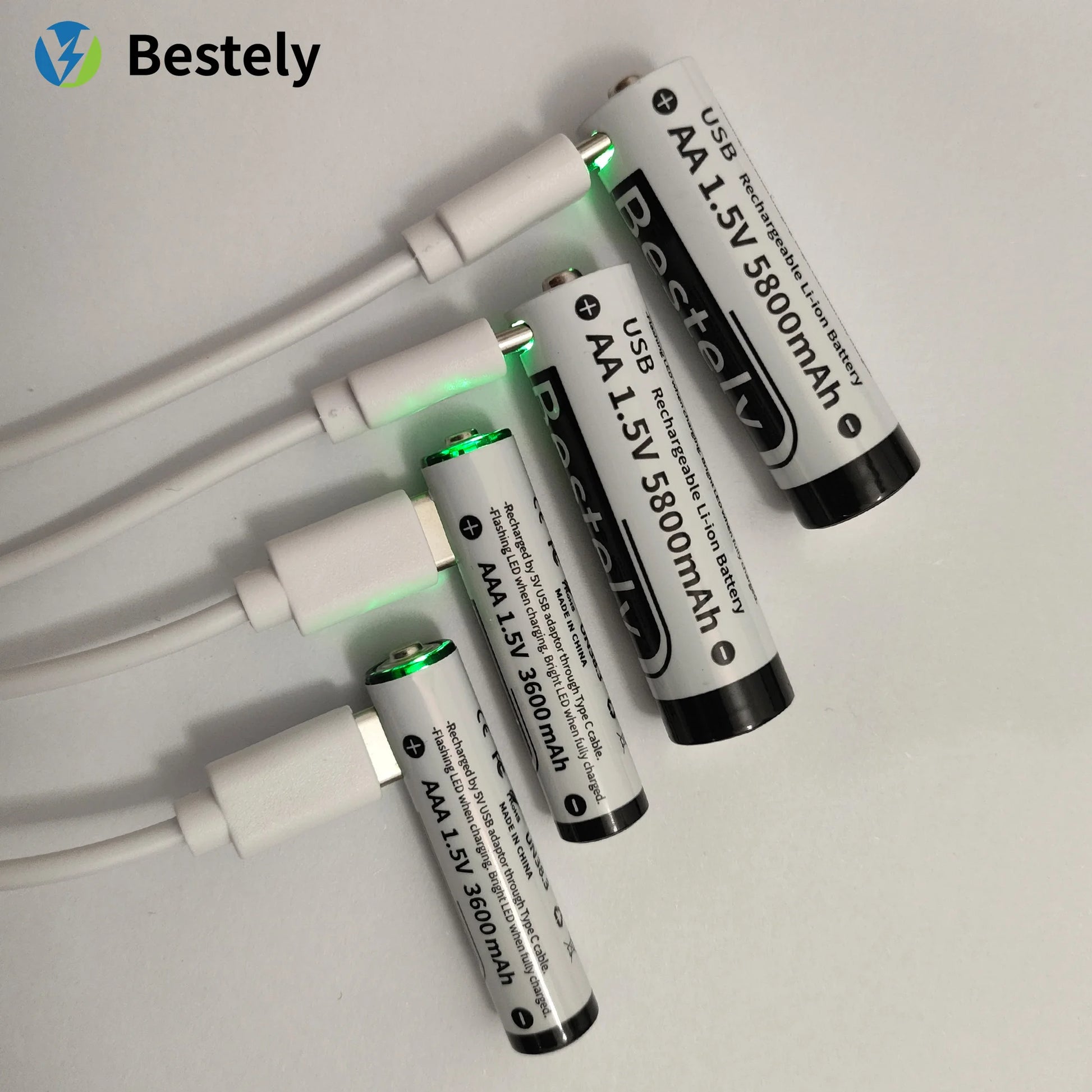 AAA Battery Rechargeable Li-Ion 1.5V 3600mAh 2000 Cycles USB-C Fast Charging Long-Lasting with free USB- C Cable Peaceful Pleasures Health and Wellness