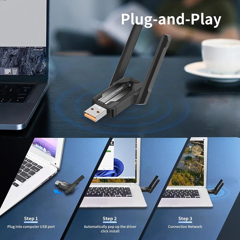 900Mbps USB WiFi Bluetooth5.4 Adapter 2in1 Network Card Dual Band 2.4G 5GHz Wi-Fi Antenna Mini Wireless Receiver PC Accessories Peaceful Pleasures Health and Wellness