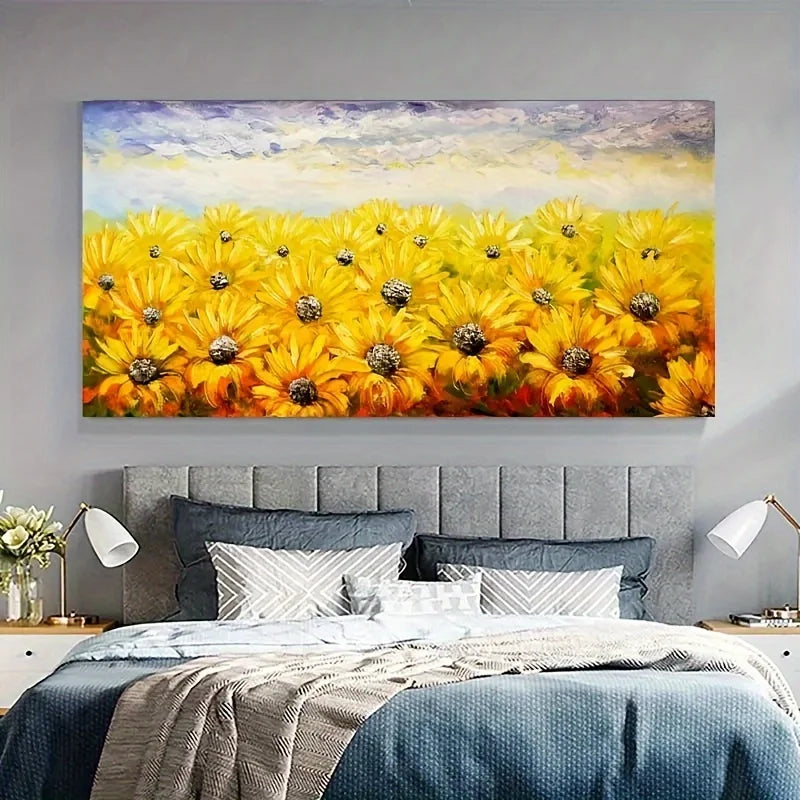 Sunflower Canvas Wall Art Print | Modern Unframed Poster Canvas Wall Art Print Peaceful Pleasures Health and Wellness