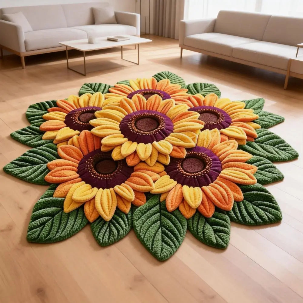 Durable Special-shaped Sunflower Carpet Non-slip Absorbent Flower Carpet Soft 60x60cm Door Gasket Home Decoration Peaceful Pleasures Health and Wellness