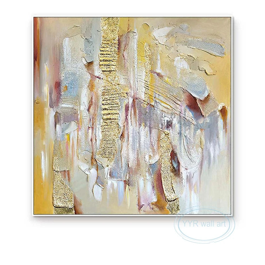 Unique Texture Abstract Gold Painting Home Decoration Poster Handmade Wall Art Canvas Light Luxury Aesthetic Picture For Hotel Peaceful Pleasures Health and Wellness no frame 50cmx50cm