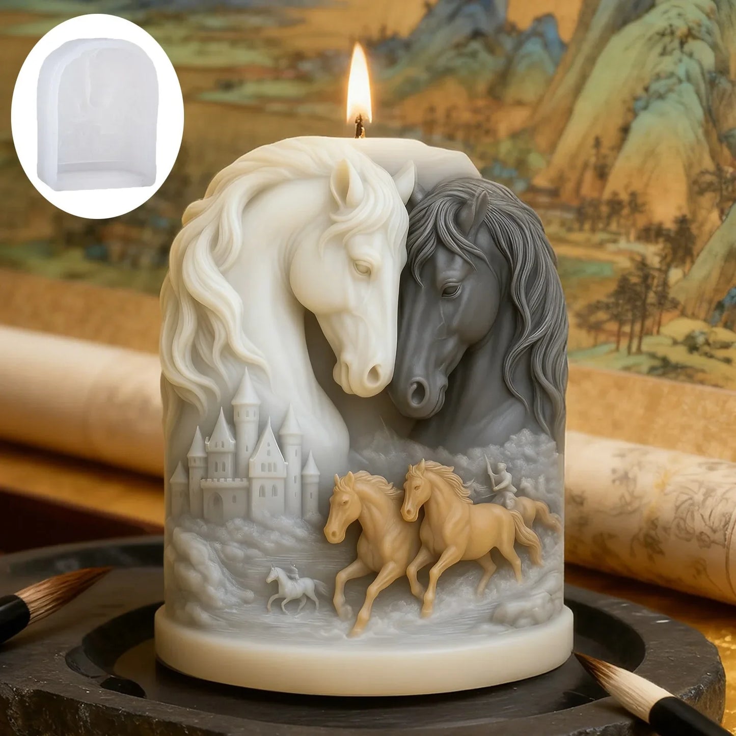 Double Horse Head Silicone Mold – Candle, Soap & Resin Craft
