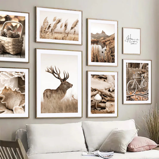 Mountain Deer Winter Landscape Canvas Wall Art | Unframed Print Canvas Wall Art Peaceful Pleasures Health and Wellness