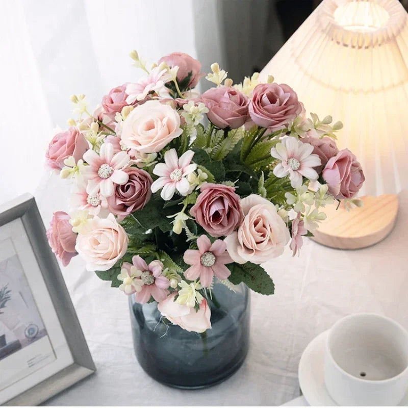 Silk Rose Artificial Flower Bouquet | Wedding & Home Decor