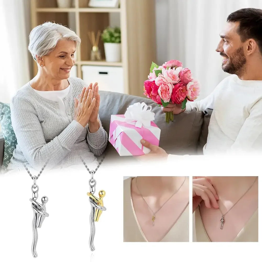 2026 NEW Hug Necklace Mother And Child Hug Pendant Love Embrace Jewelry Family Anniversary Valentine's Day Gift Peaceful Pleasures Health and Wellness
