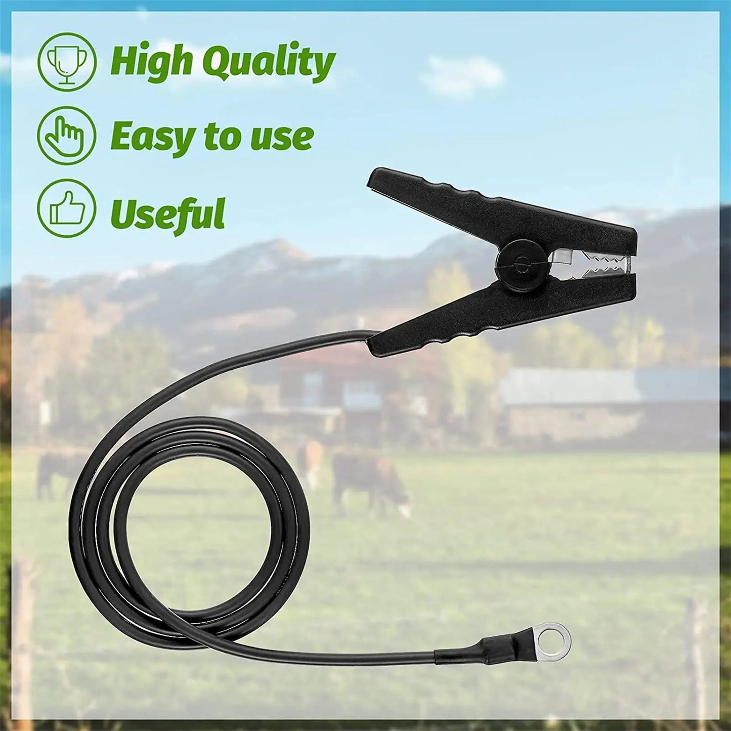 Electric Fence Jumper Cable with Alligator Clips Heavy Duty Insulated Wire for Solar & Battery Fencers, Easy Repairs & Extension Peaceful Pleasures Health and Wellness