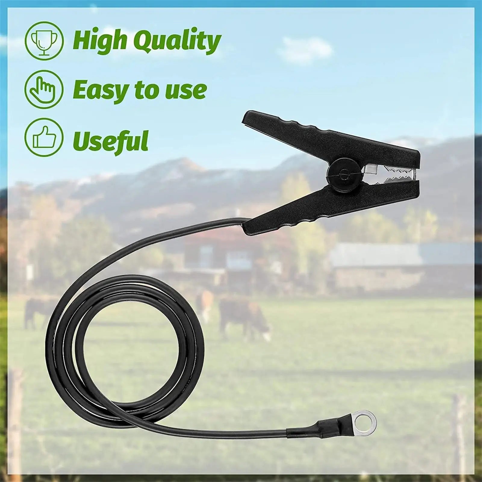 Electric Fence Jumper Cable with Alligator Clips Heavy Duty Insulated Wire for Solar & Battery Fencers, Easy Repairs & Extension Peaceful Pleasures Health and Wellness