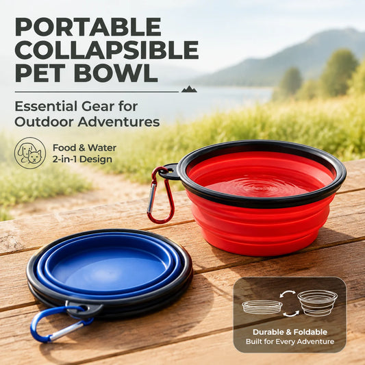 Dog Folding Bowl Portable Dog Travel Bowl Dog Food Water Bowl for Outdoor Walking Silicone Dog Food Water Bowl with Bowl Lip Peaceful Pleasures Health and Wellness