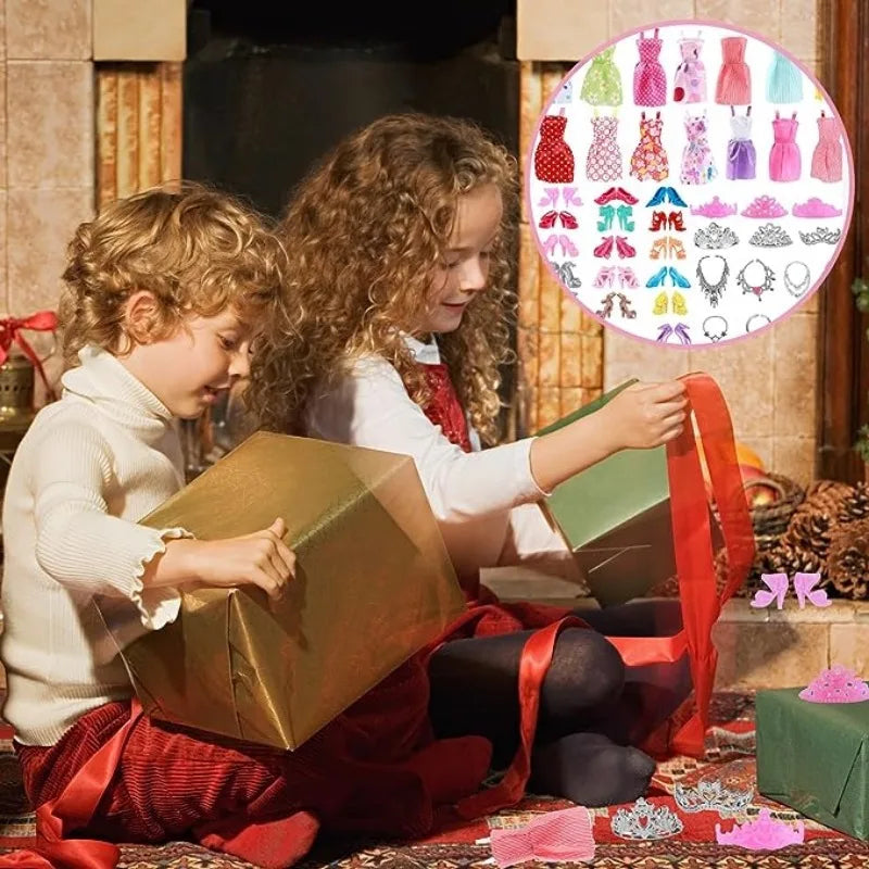 32-Piece Barbie Doll Clothes & Accessories – Dresses, Shoes & More