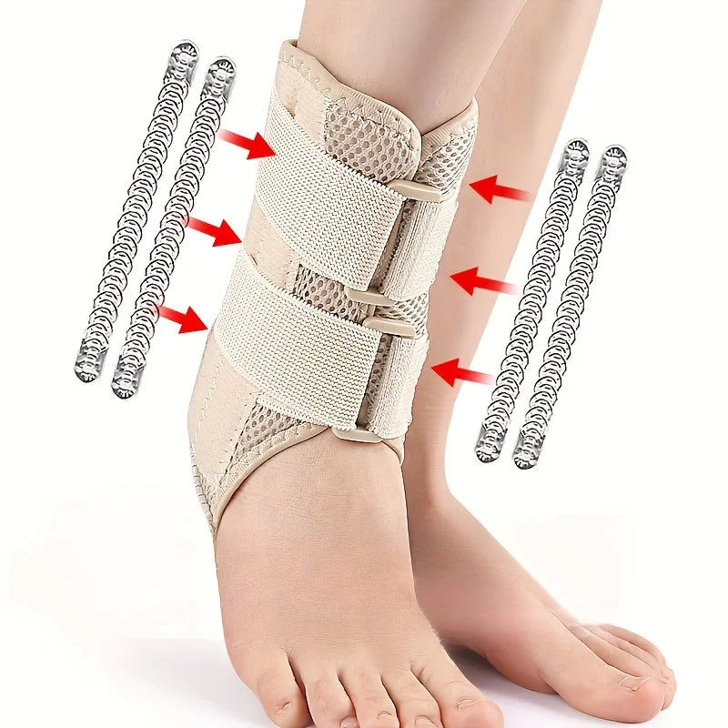 1Pcs Adjustable Compression Ankle Sleeve Elastic Ankle Brace Guard Foot Anti-Sprain Support Heel Protective Strap Peaceful Pleasures Health and Wellness Beige