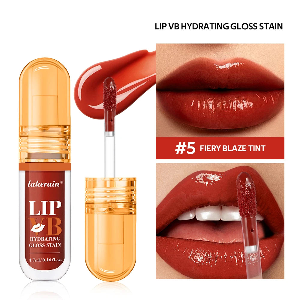 Lip Stain Vb Hydrating Gloss Stain 12HR Hydration Long-Lasting Moisturize Nourish Lips Hydra Honey Instant Glossy Wetness Makeup Peaceful Pleasures Health and Wellness 5Fiery Blaze Tint