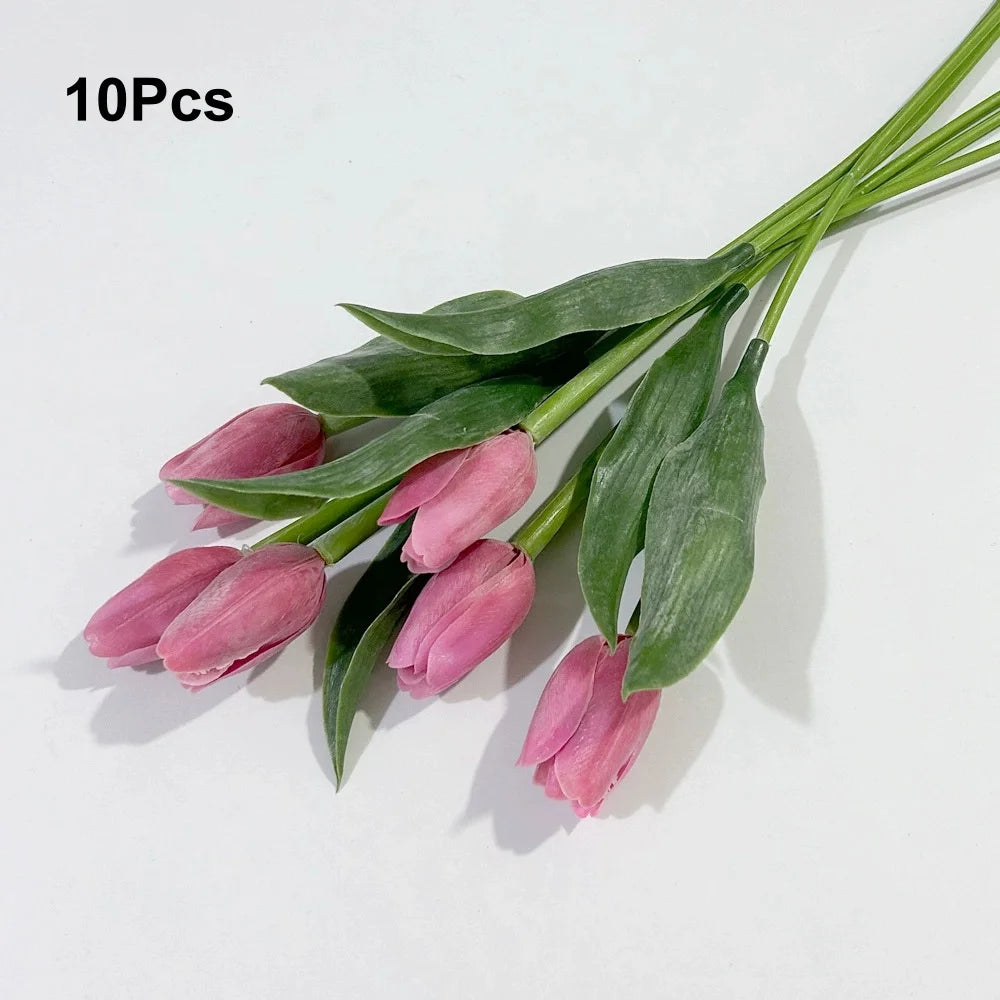 10-Pack Real Touch Artificial Tulips Faux Bouquet | Home & Wedding