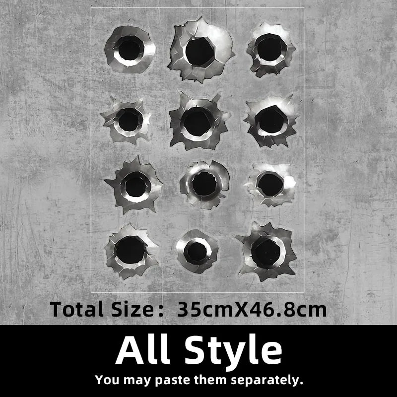 3-Pack Fake Bullet Hole Car Stickers – Waterproof Funny Decals