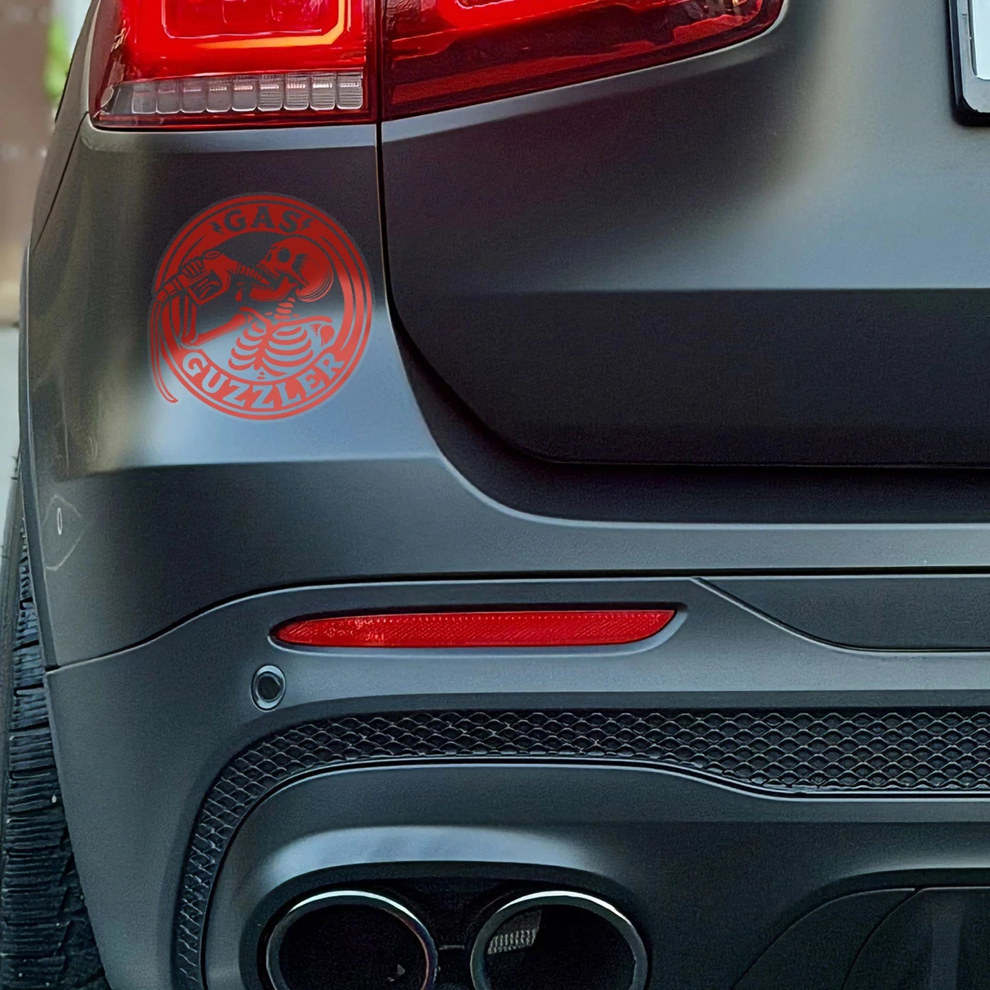 Skull Gas Guzzler Funny Car Sticker | Waterproof Decal
