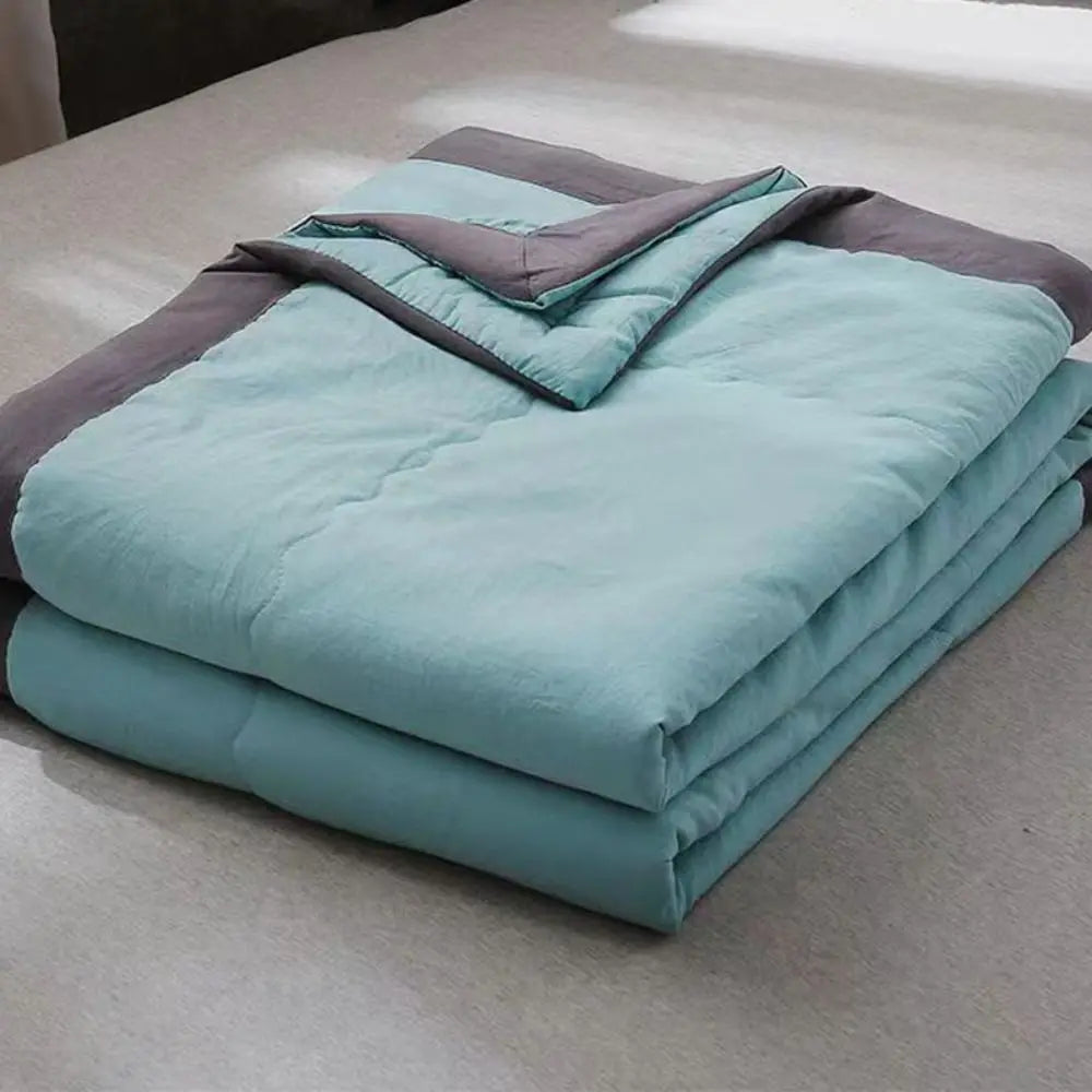 Double Sided Cooling Blanket Skin-Friendly Breathable Conditioning Quilt Lightweight Solid Color Cooler Quilt Spring Summer Peaceful Pleasures Health and Wellness Green-100x140cm