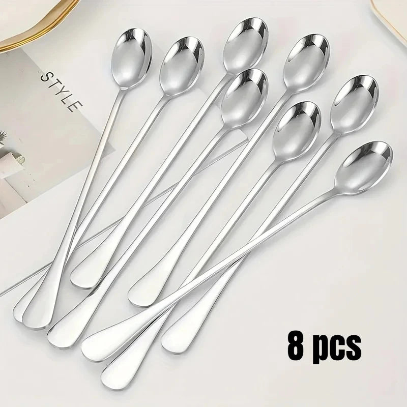 6pcs Stainless Steel Ice Tea Scoop Dessert Spoon Food Grade Ice Cream Candy Tea Spoon Milkshake Coffee Multi-Purpose Spoon Peaceful Pleasures Health and Wellness 8 pcs Pointed spoon