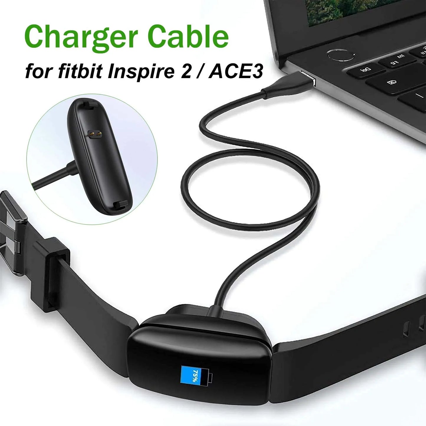 Fitbit Inspire 2 & ACE 3 Charger Cable Dock Cradle Station Peaceful Pleasures Health and Wellness
