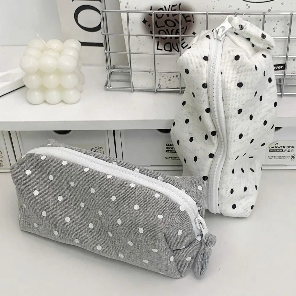 Polka Dot Pencil Case – Large Capacity Cute Stationery Bag