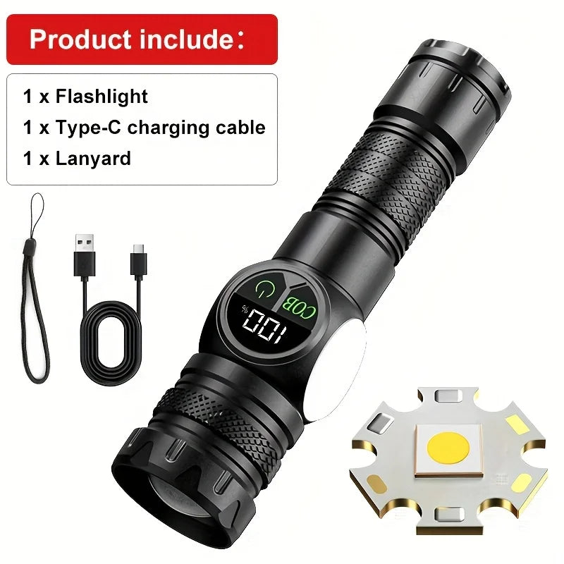 Mikenoon Tactical LED Flashlight USB Rechargeable COB Torch
