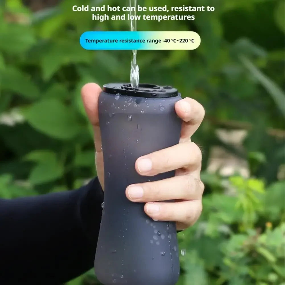 Foldable Wrist Water Bottle 12oz/350ml Hands-Free Silicone Sports Bottle BPA-Free Leakproof Running/Cycling/Climbing Hydration Peaceful Pleasures Health and Wellness