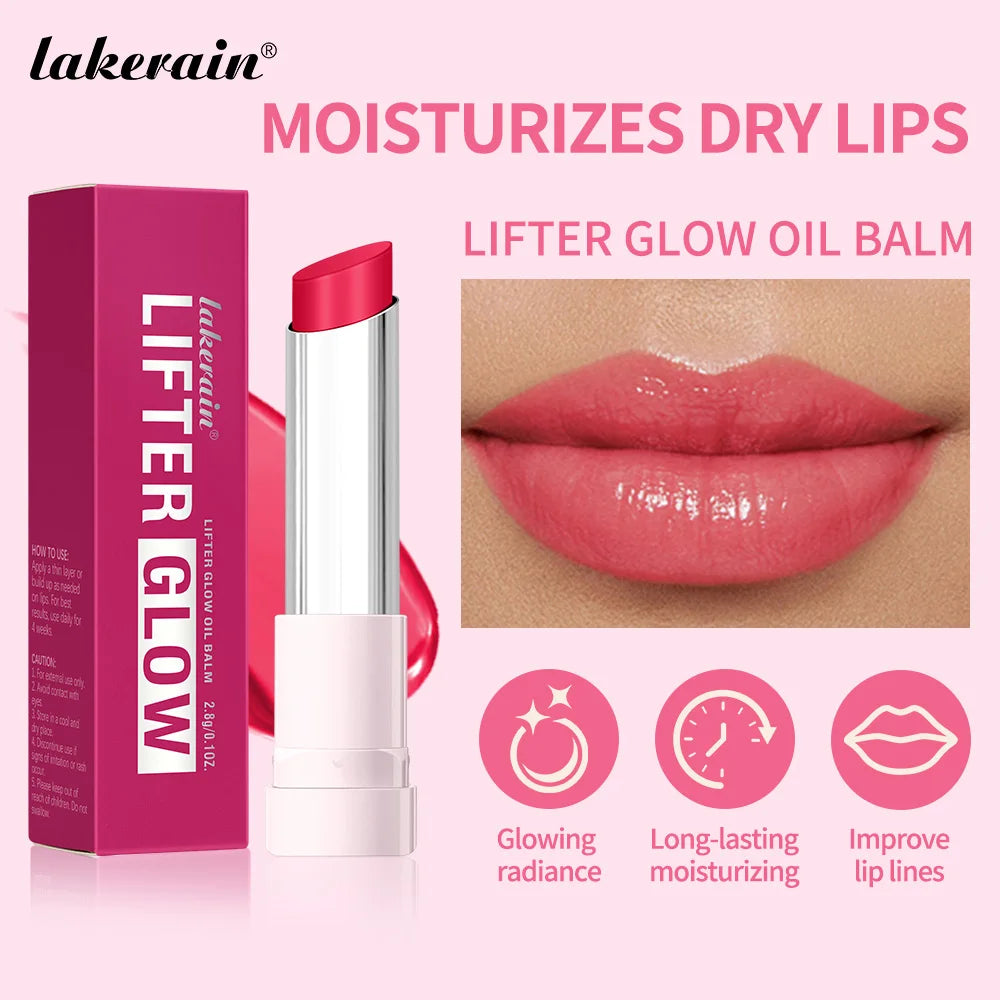 Lakerain Glow Lip Oil Balm Long Lasting Moisturizing Nourishing Daily Care Lip Balm Smooth-melt Softness Texture Natural Makeup Peaceful Pleasures Health and Wellness