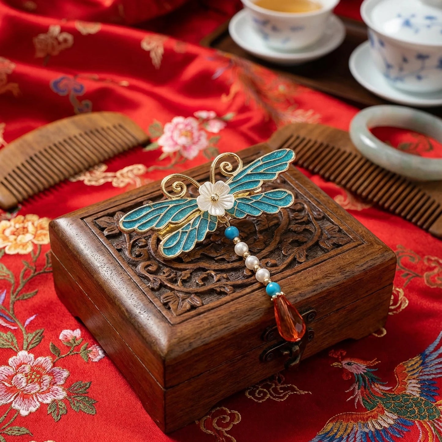 Classical Cloisonne Hairpin with Tassel Design New Chinese Style Wedding Hair Accessories for Hanfu and Cheongsam Peaceful Pleasures Health and Wellness