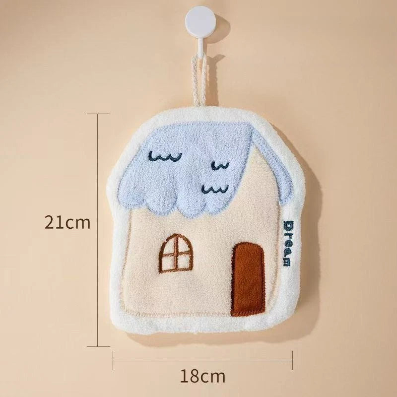 Kawai Hand Towel Absorbent Kitchen Towel Hand Cloth Bathroom Hand Cloth Cartoon Hand Towels Convenient Hanging Towel for Hand Peaceful Pleasures Health and Wellness house