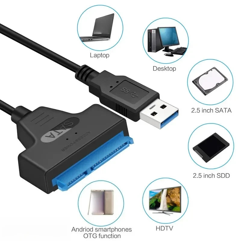 SATA to USB 3.0 Adapter Cable for 2.5" HDD & SSD | 6 Gbps