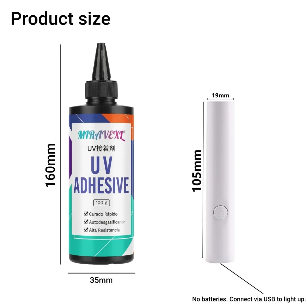 Upgraded UV Resin Kit with USB Light Fast Curing Clear UV Glue Flashlight Welding Seconds Bonding Glass Jewelry Repair Peaceful Pleasures Health and Wellness