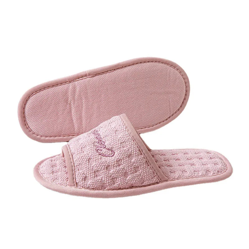 Women's Cotton Open Toe Indoor Slippers | Soft Sole Minimalist