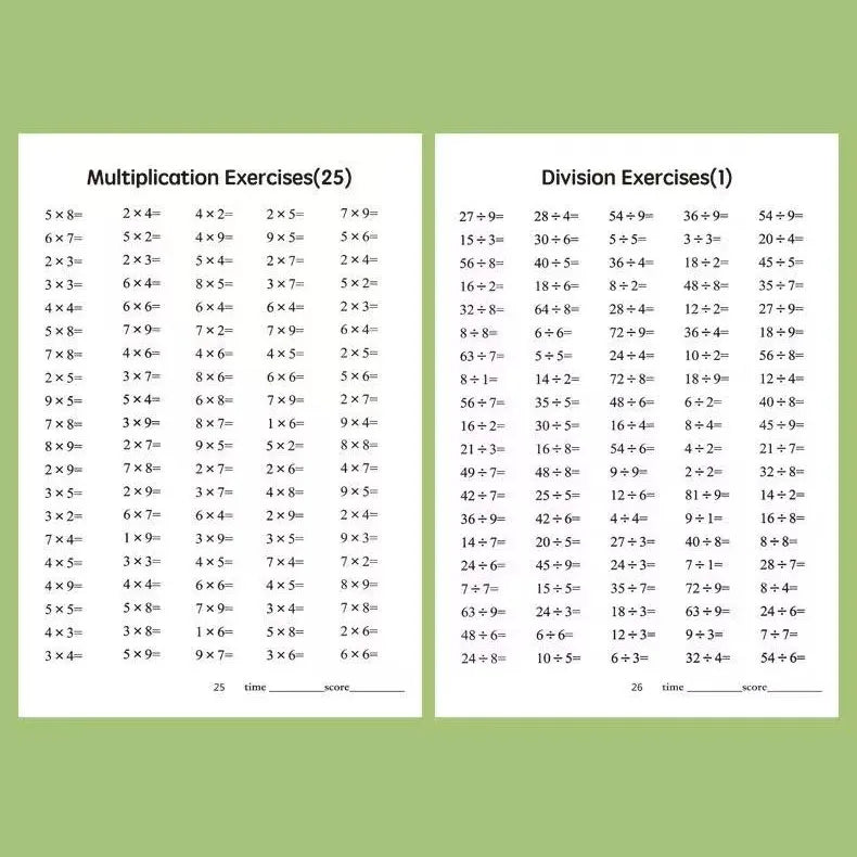48 Pages Multiplication Division 99 Times Exercise Book Training