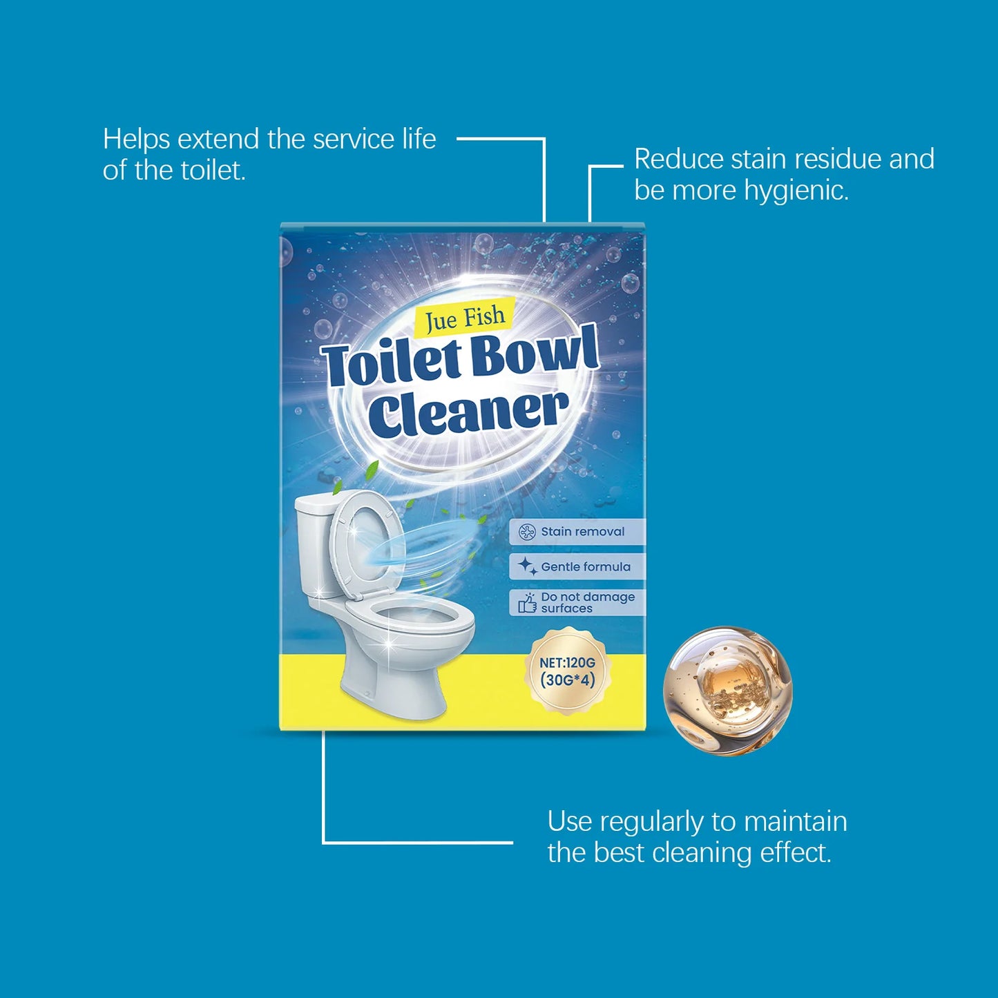 Jue-Fish 120g Toilet Cleaning Powder – Remove Stains & Odors