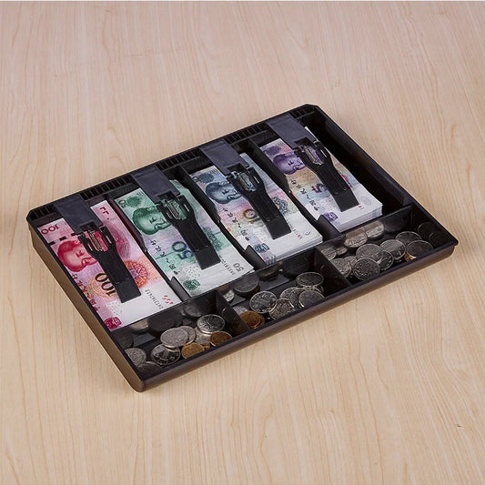 Cash Drawer Register Insert Tray Replacement Cashier with Metal Clip 4 Bills 3 Coins for Petty Cash Money Storage Box Peaceful Pleasures Health and Wellness Default Title