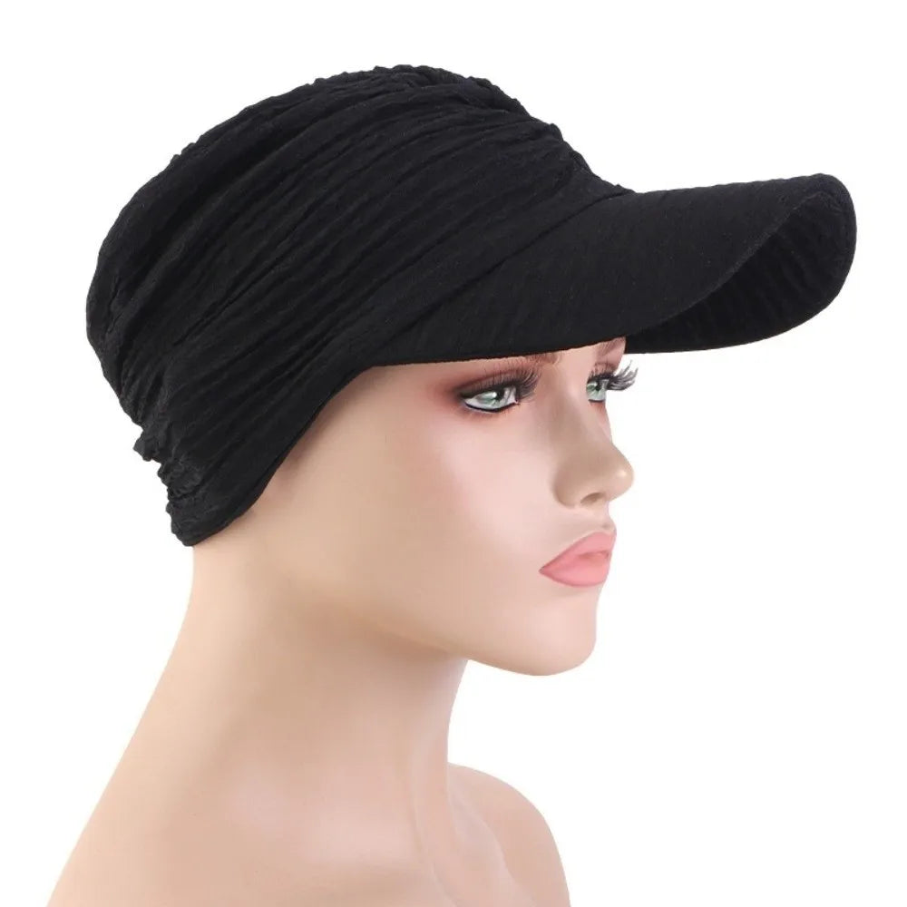 Women's Wide Brim Sun Hat Headwrap – Solid Color Cap