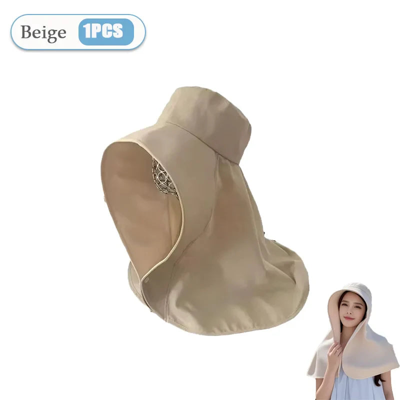 Women's Wide Brim Sun Hat – UV Face Cover & Neck Flap
