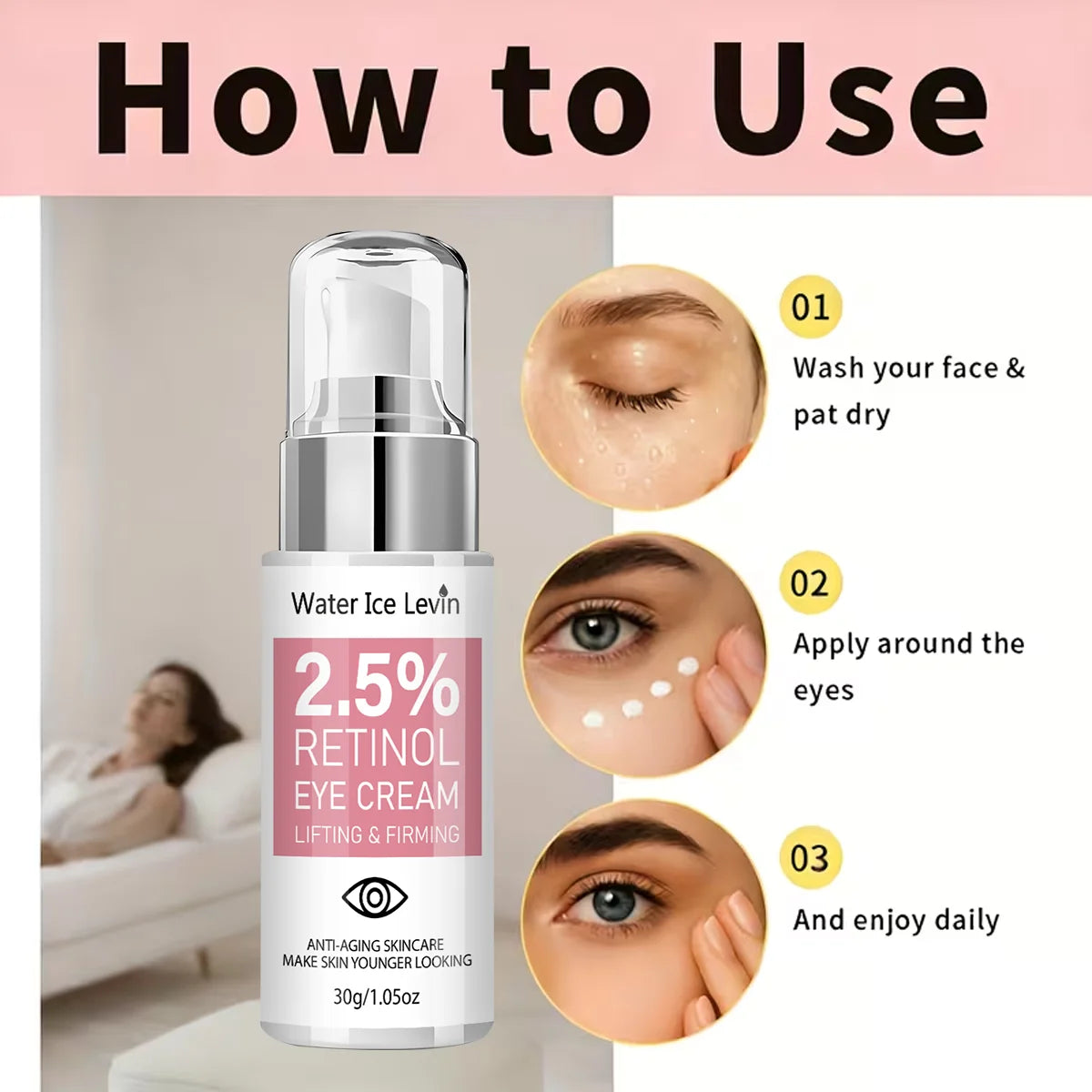 2.5% Retinol Eye Cream – Firming & Hyaluronic Acid | 30g Anti-Aging Eye Cream Peaceful Pleasures Health and Wellness